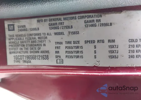 2006 Chevrolet Colorado Lt z USA, uszkodzony, nr VIN 1GCDT196568121638